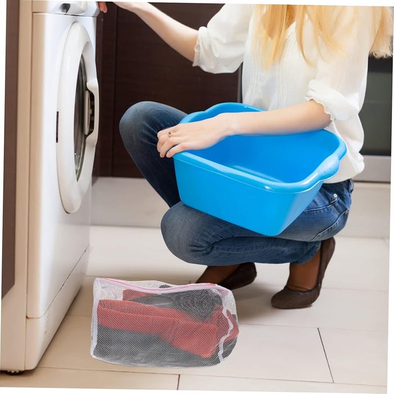 حقيبة غسيل شبكية وردية بسحاب، 5 قطع، للملابس الداخلية والسفر والغسالة - Image 5